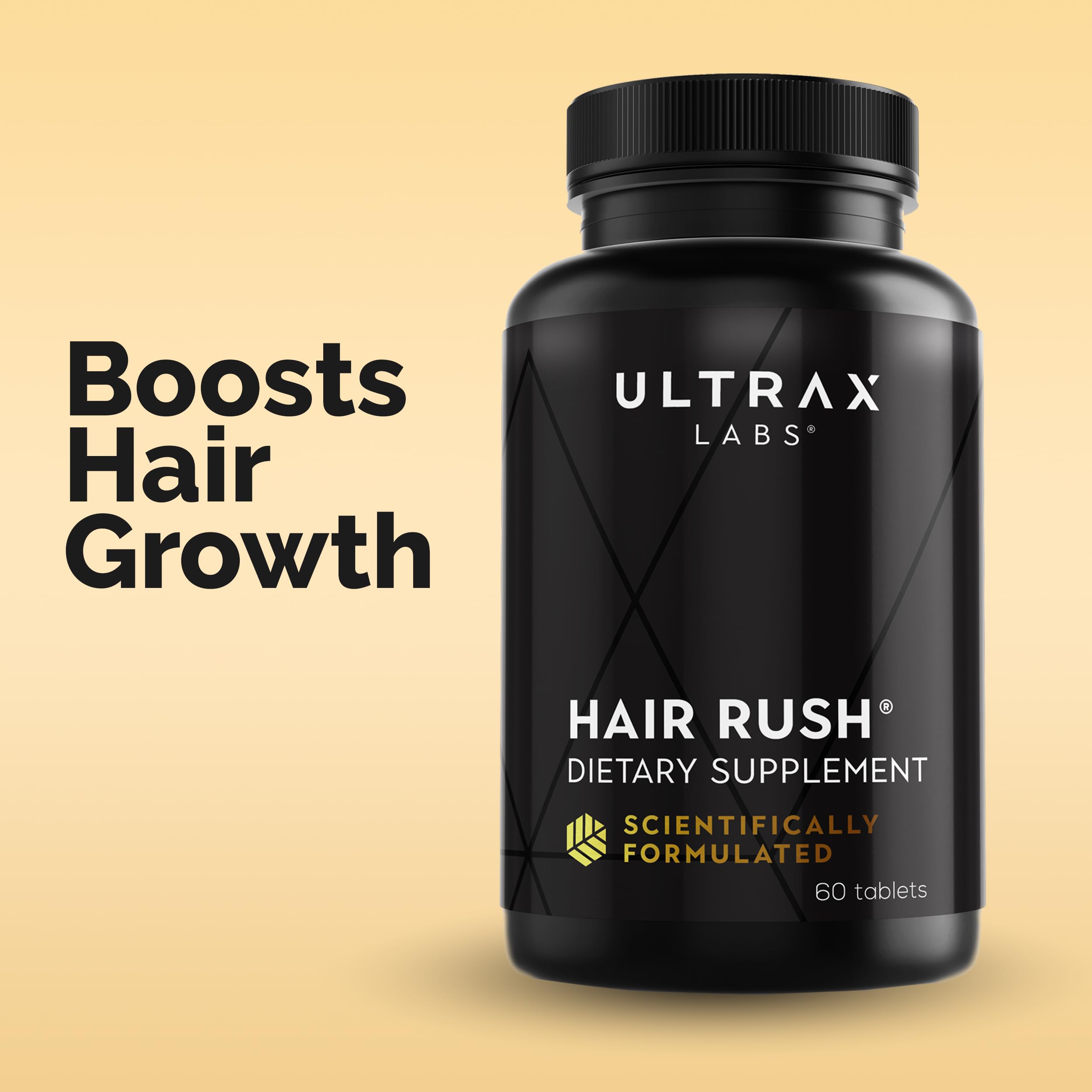 Ultrax Labs Hair Rush | Maxx Hair Growth & Anti Hair Loss Nutrient Solubilized Keratin Vitamin Supplement, 60 Tablets