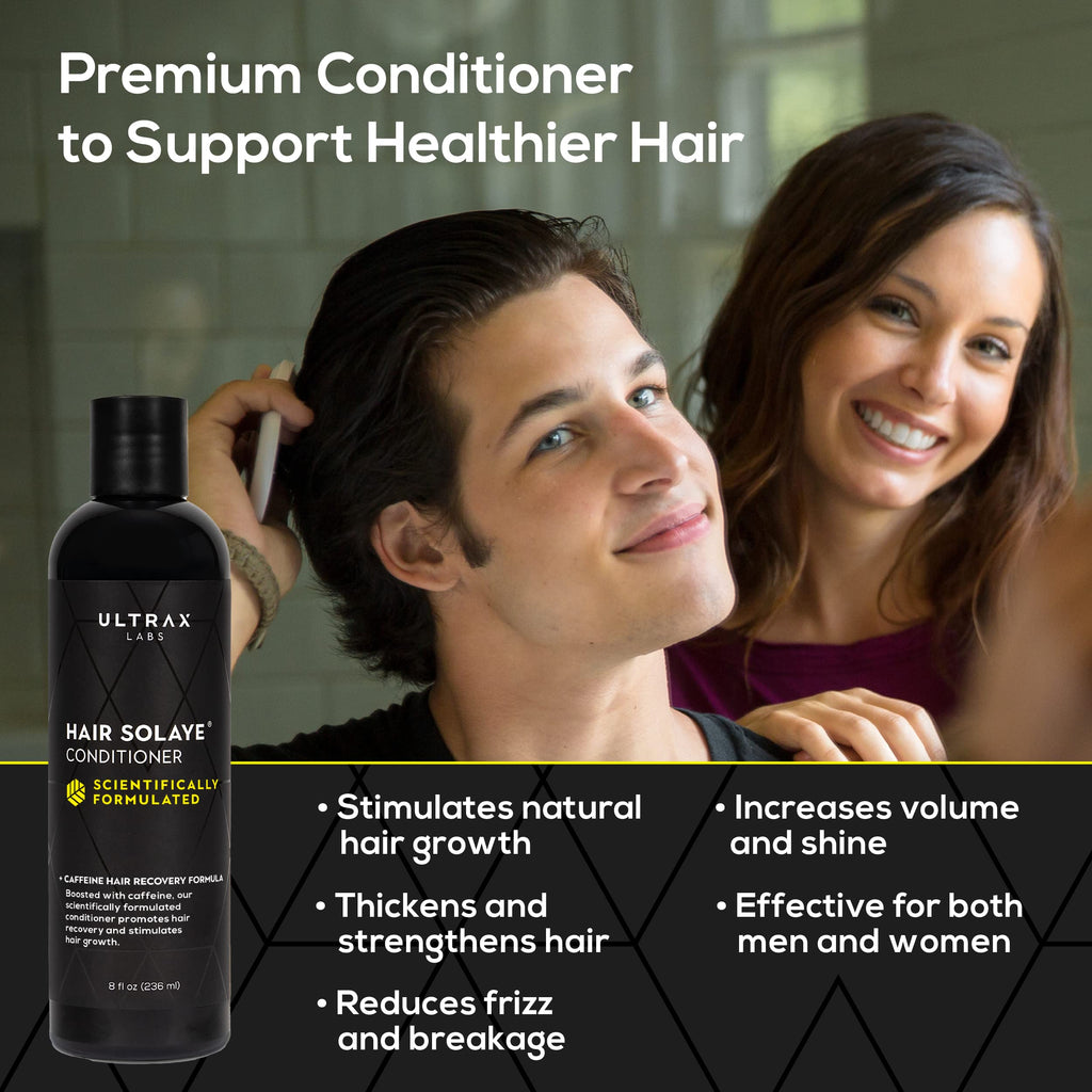 Ultrax Labs Hair Surge Shampoo + Hair Solaye Conditioner Bundle – Thickens Hair, Reduces Breakage, Supports Growth (8 fl oz Each) | For Men & Women