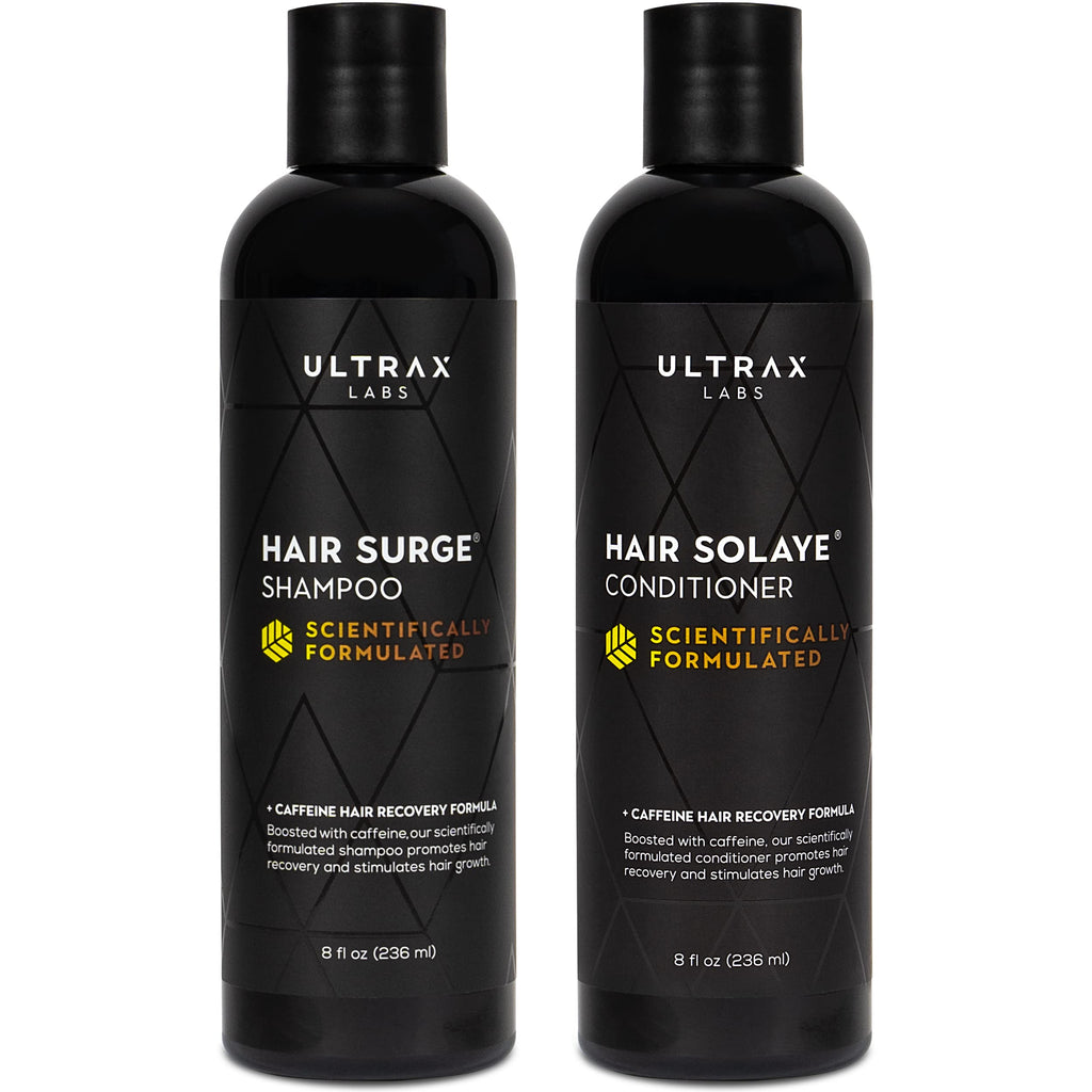 Ultrax Labs Hair Surge Shampoo + Hair Solaye Conditioner Bundle – Thickens Hair, Reduces Breakage, Supports Growth (8 fl oz Each) | For Men & Women