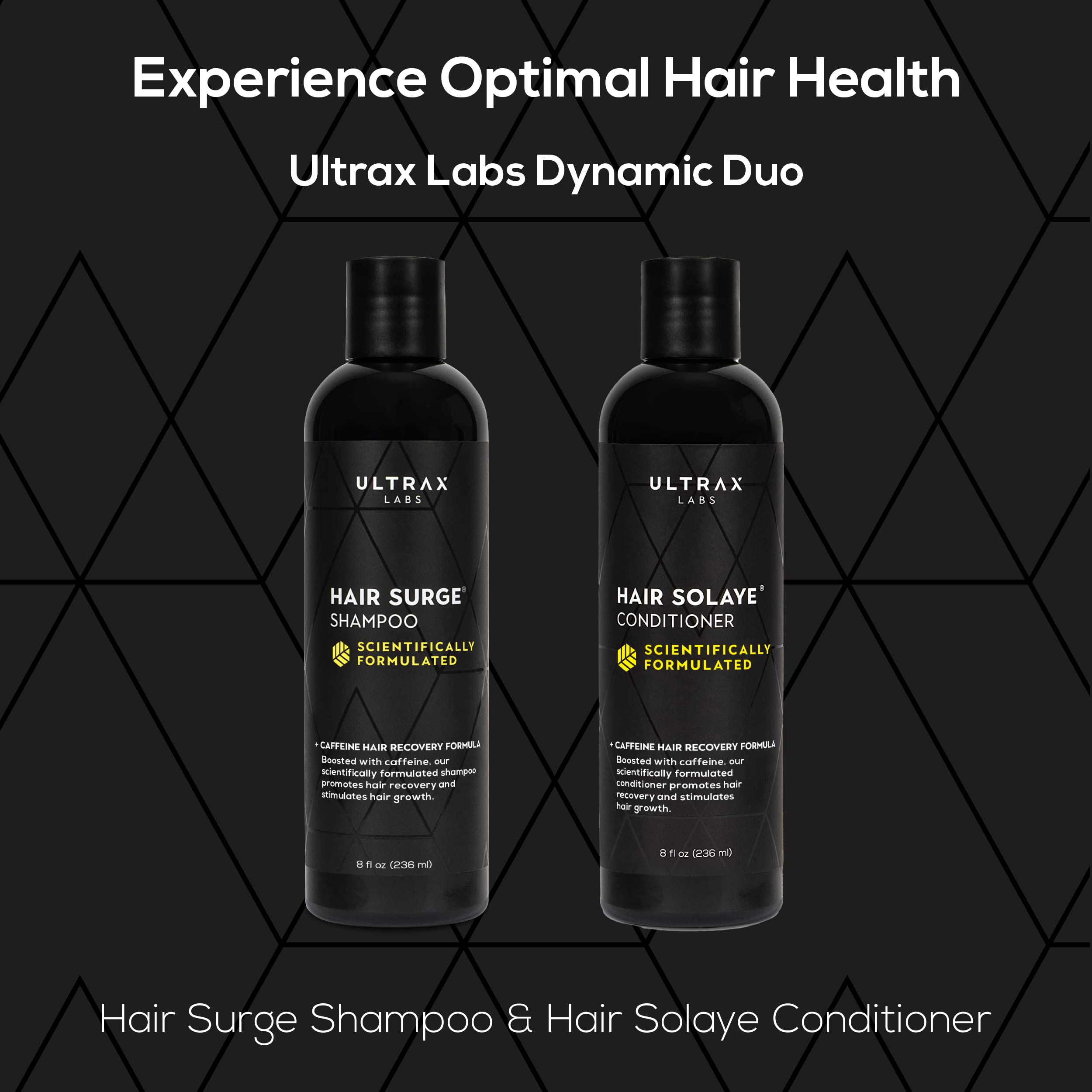 Ultrax Labs Hair Surge Shampoo + Hair Solaye Conditioner Bundle – Thickens Hair, Reduces Breakage, Supports Growth (8 fl oz Each) | For Men & Women
