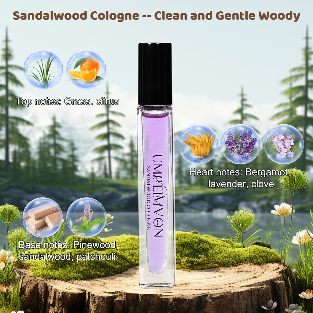 Umpeimvon 3 Pack Unisex Cologne – Classic, Sandalwood & Agarwood Roll-On Perfume Oils (0.33 fl oz each)
