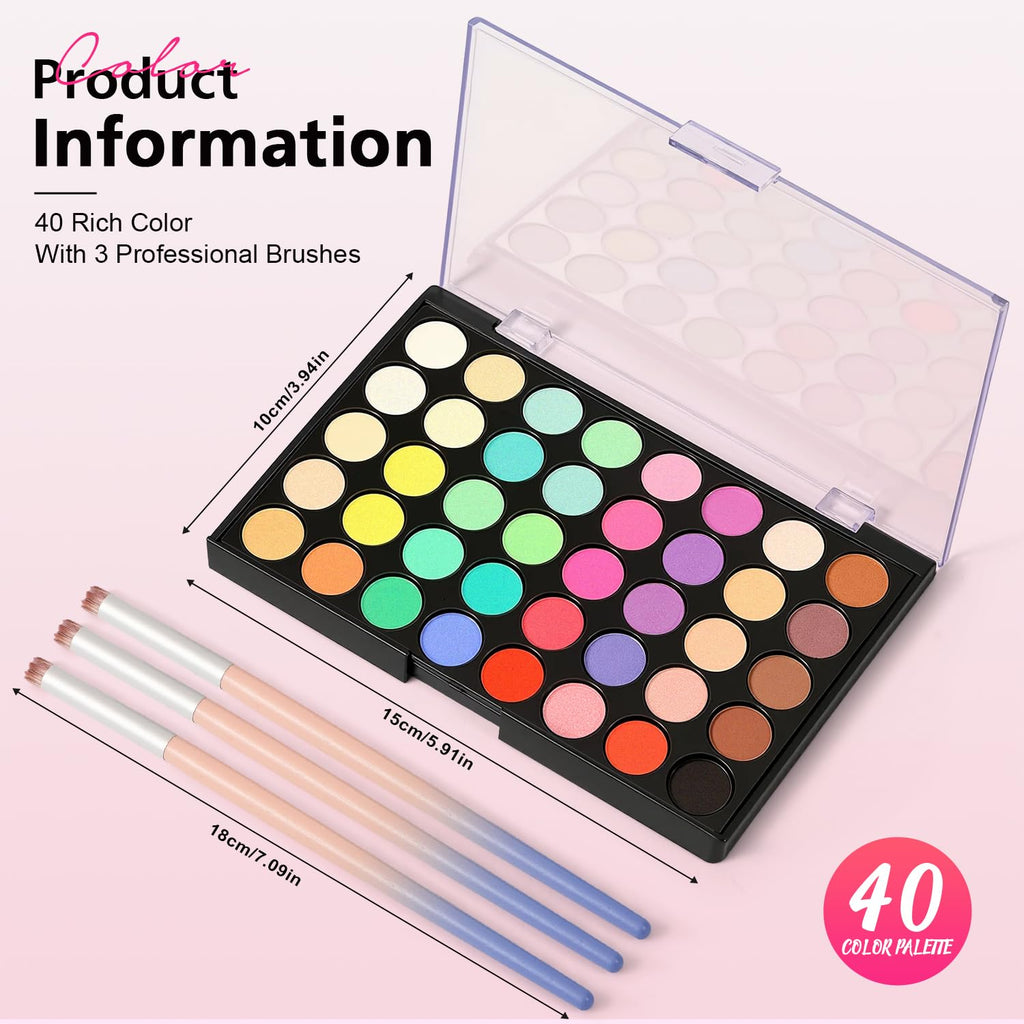 Unbednigt 40 Colors Nail Pigment Powder – Neon Shades, 3 Brushes & Gradient Nail Art