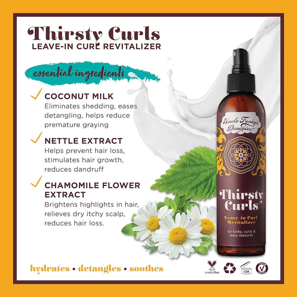 Uncle Funky's Daughter Thirsty Curls Leave-In Curl Revitalizer – Hydration & Curl Definition