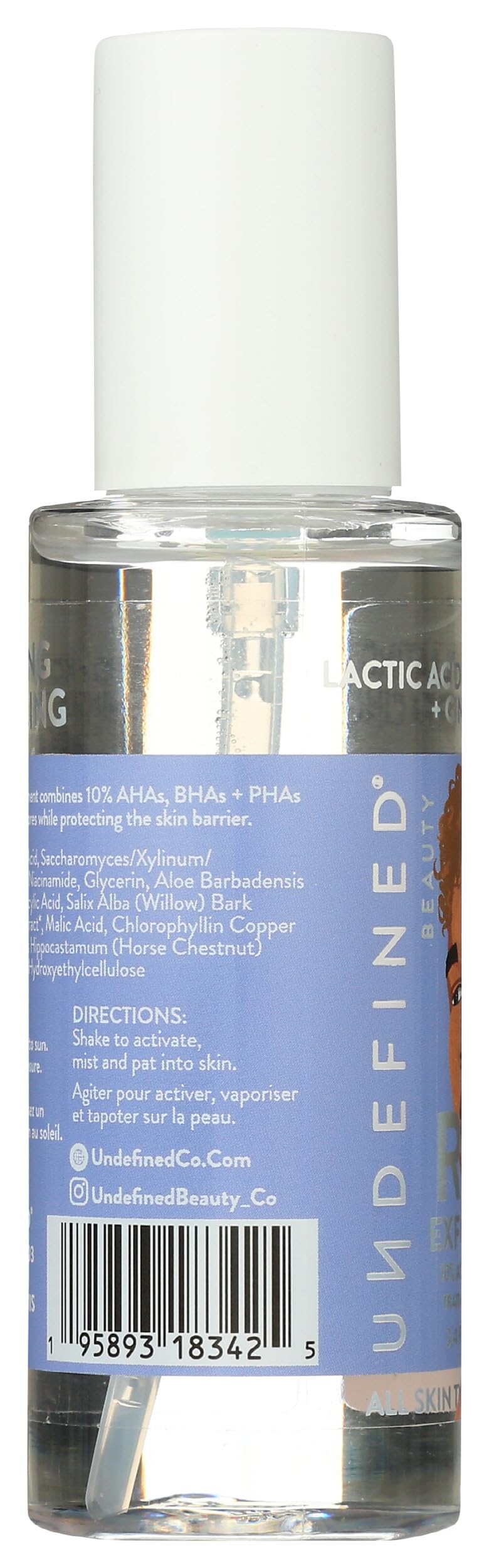 Undefined Beauty R&R Exfoliator – 10% Acid Peel Mist for Smoother Skin (3.3oz)