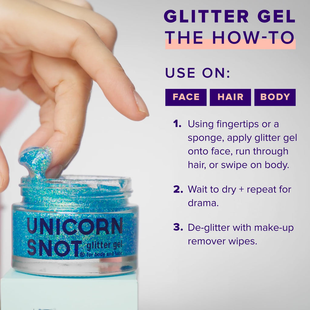 Unicorn Snot Face & Body Glitter Gel Sky Blue - Cosmetic-Grade Holographic Glitter 1.7oz