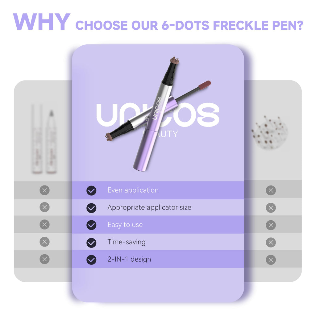 Unicos Freckle Stamp – 2-in-1 Freckle Pen with Blush (Natural, Quick-Dry, Waterproof)