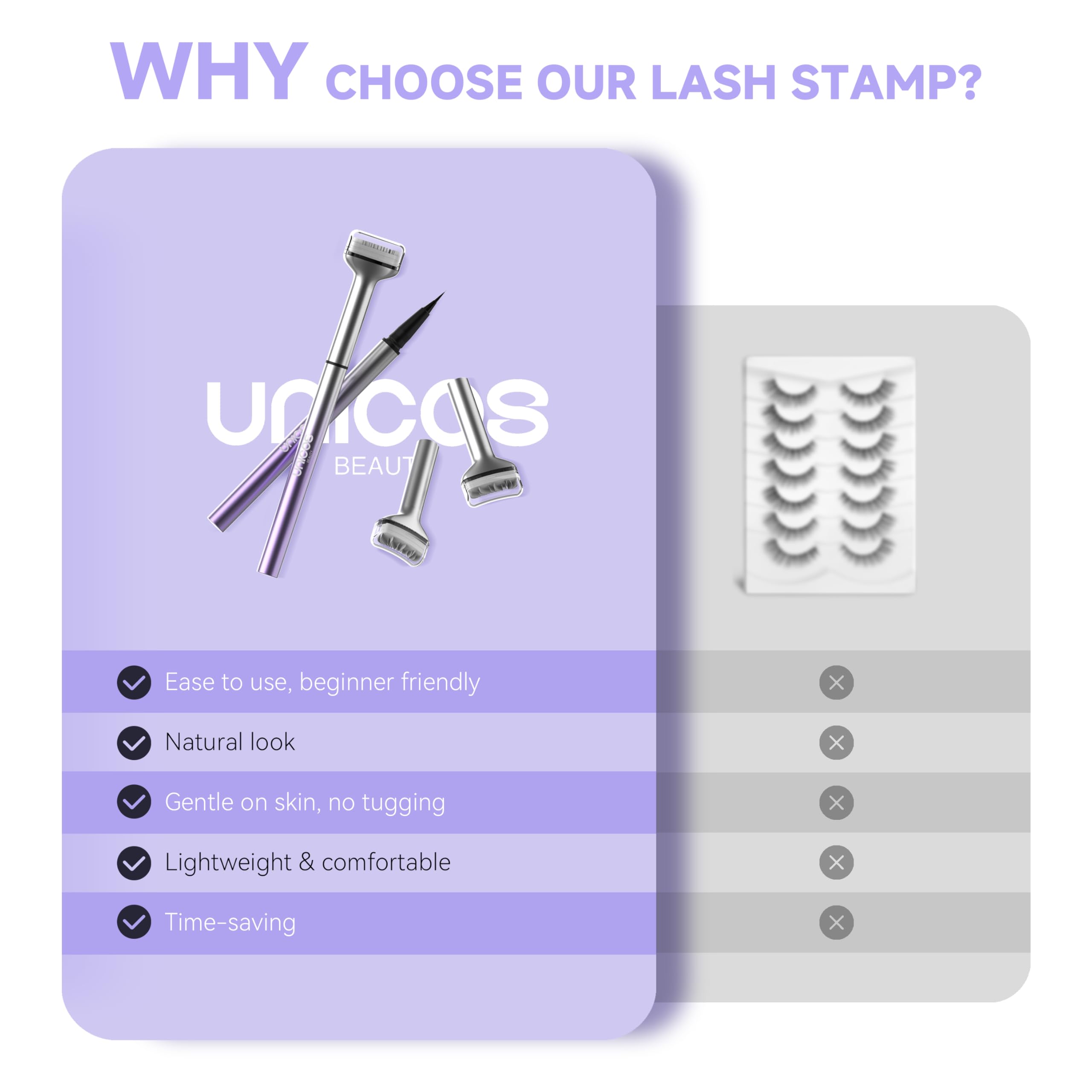 Unicos 2-in-1 Lower Lash Stamp & Ultra-Fine Eyeliner Pen – Waterproof, Smudge-Proof, Natural Look | Gifts for Her