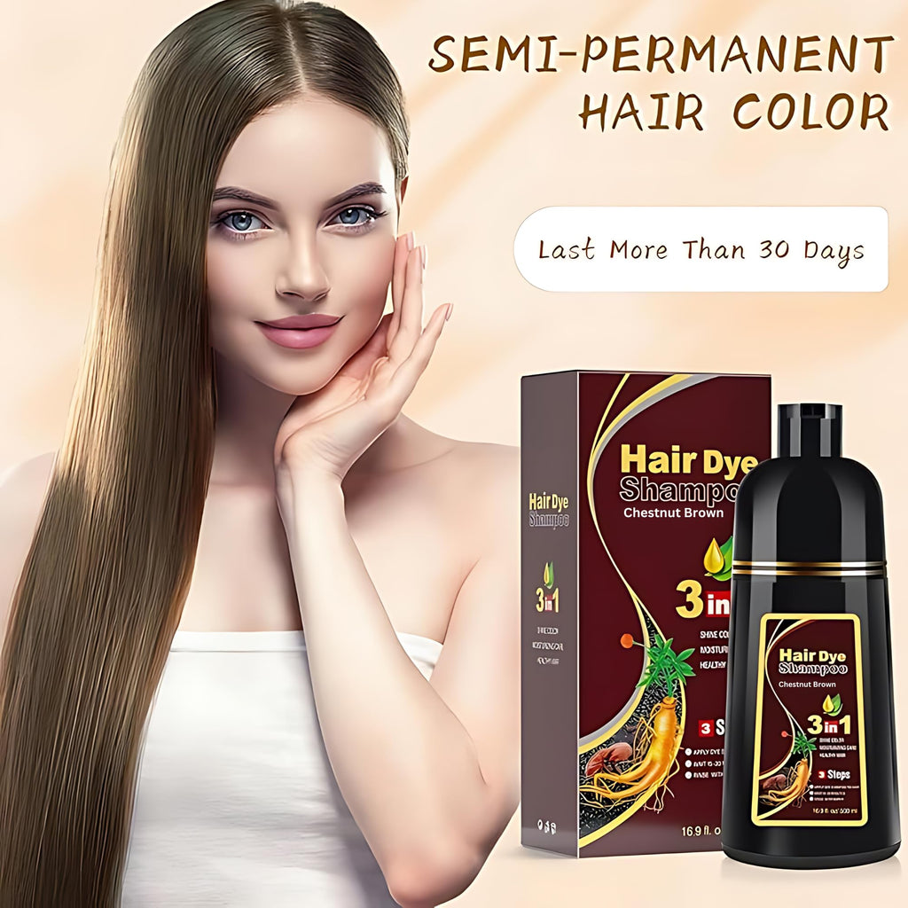 UniNestia Chestnut Brown Hair Dye Shampoo 3-in-1 – Quick Semi-Permanent Gray Coverage
