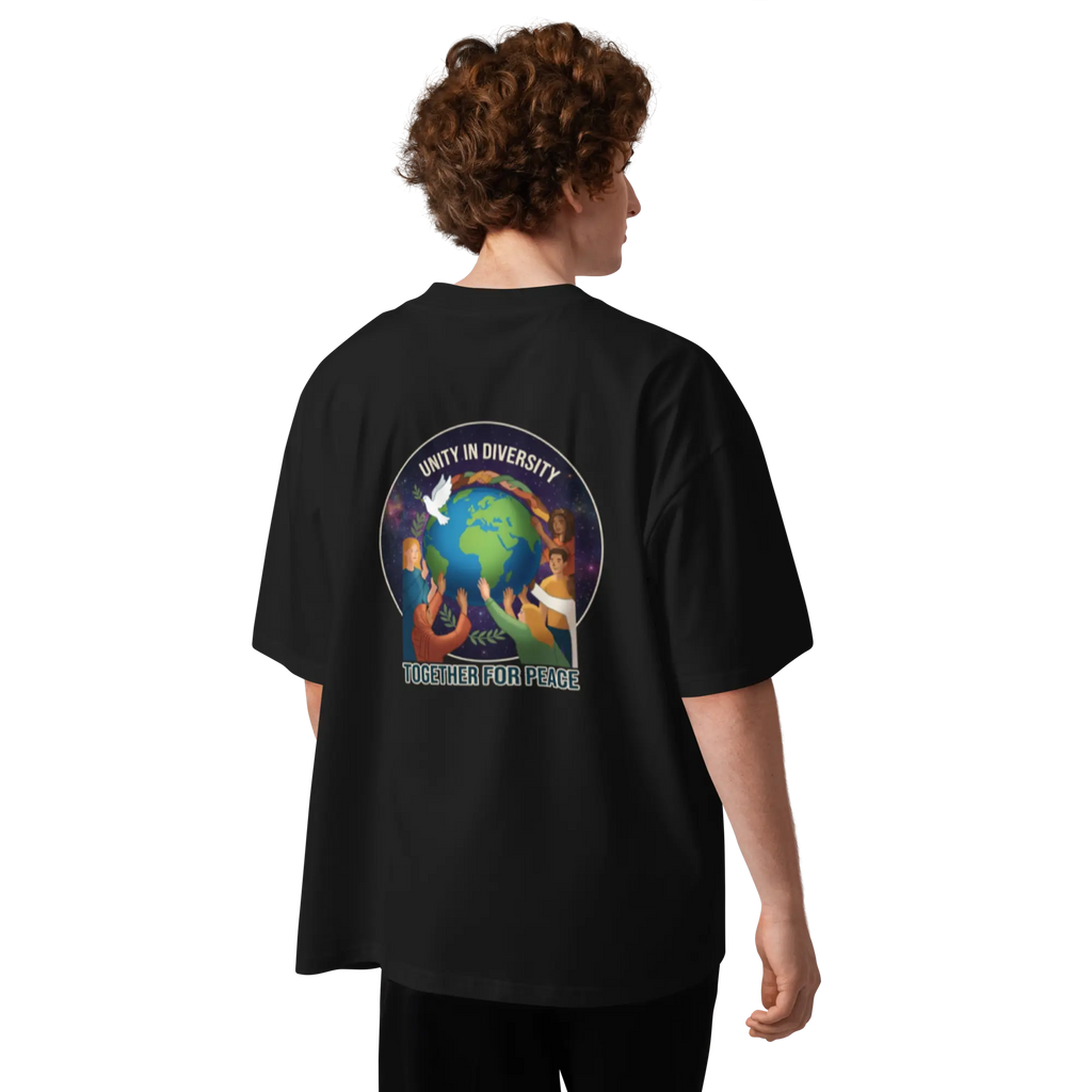 First Home of Peace Unisex organic oversized high neck t-shirt