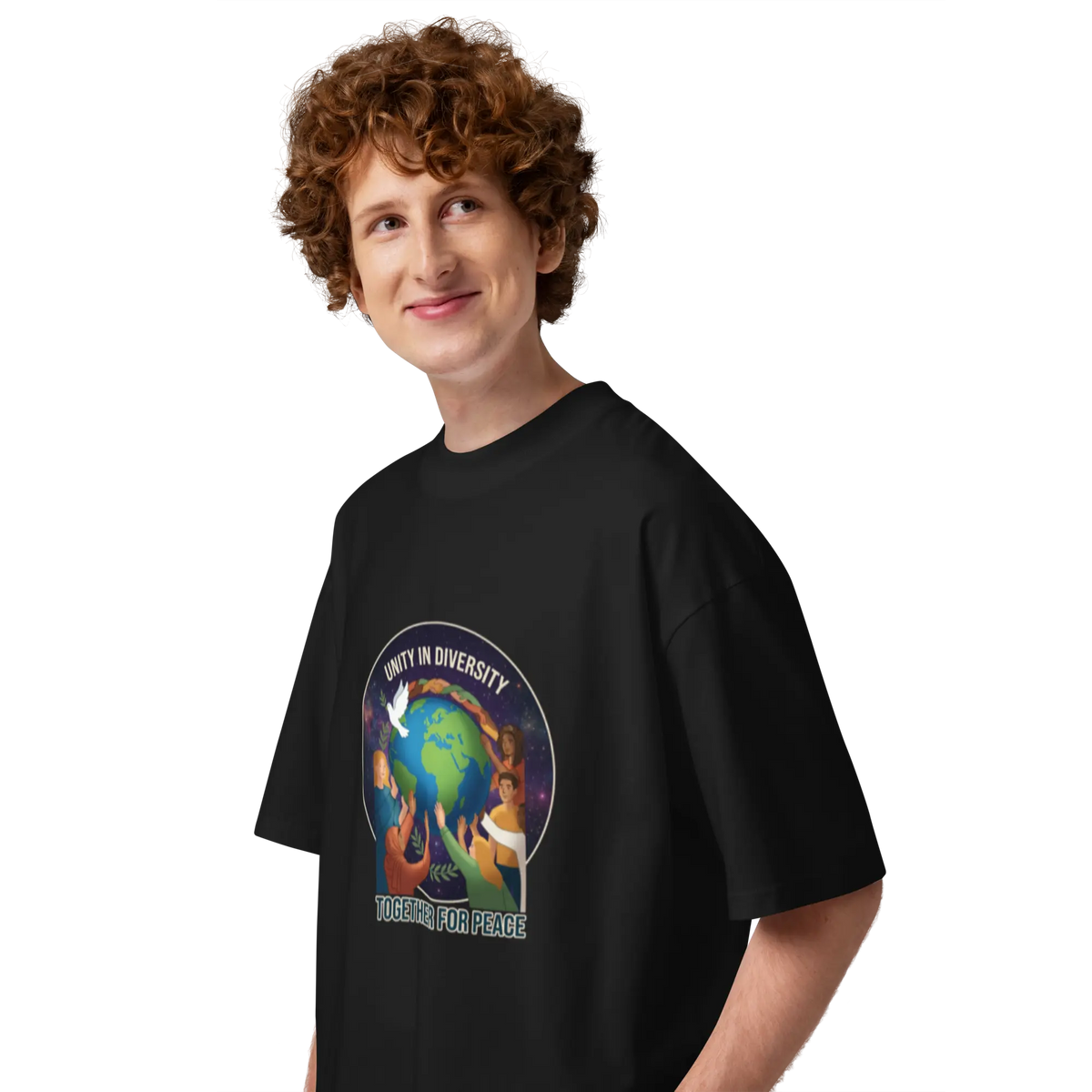 Unity Unisex organic oversized high neck t-shirt