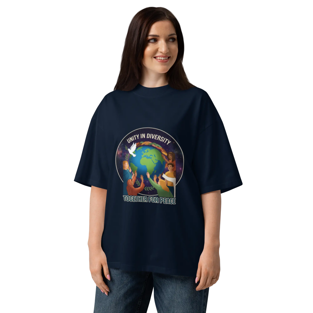 Unity Unisex organic oversized high neck t-shirt
