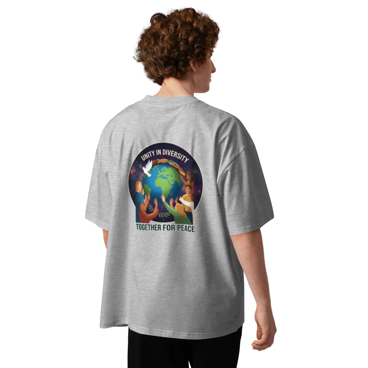 First Home of Peace Unisex organic oversized high neck t-shirt
