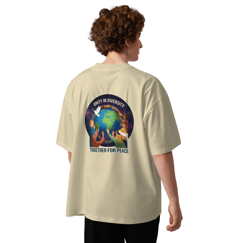 First Home of Peace Unisex organic oversized high neck t-shirt