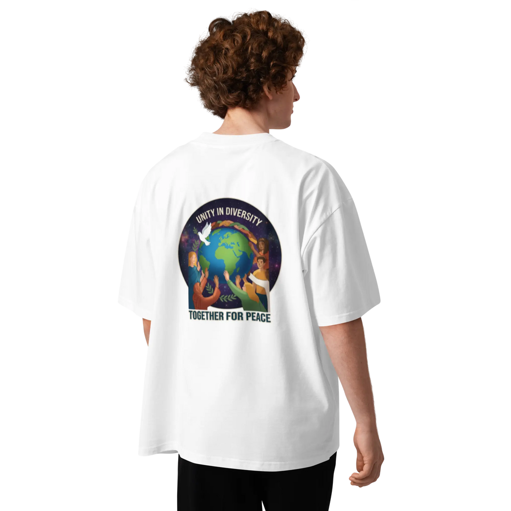 First Home of Peace Unisex organic oversized high neck t-shirt