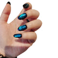 UNIYVOH Starry Sky Oval Nails – Handmade Glitter Press-On Nails (Cat Eye/Aurora)