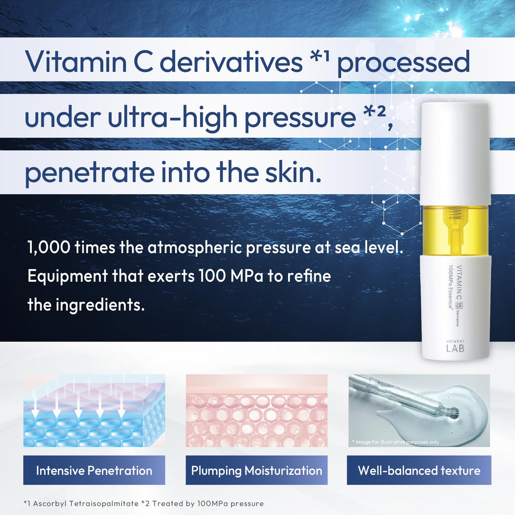 Unlabel LAB Vitamin C Serum – Ultra-High-Pressure, Fragrance-Free, 50mL, Made in Japan