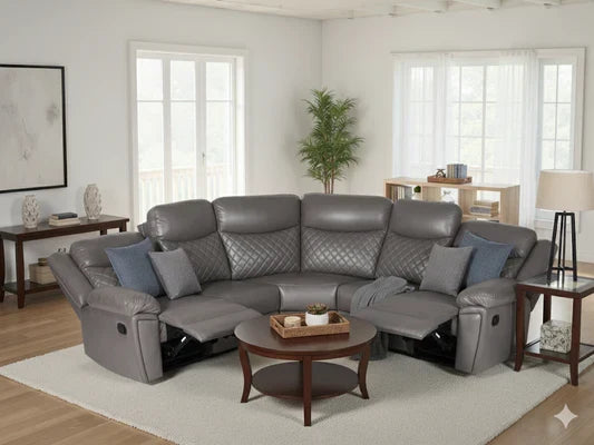 Myra Leather Air Large Corner Recliner Sofa with Quilted Cushions