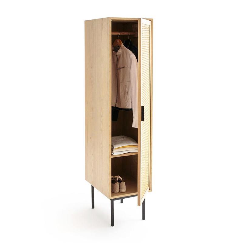 Uno G4 Single Rattan Wardrobe, Oak