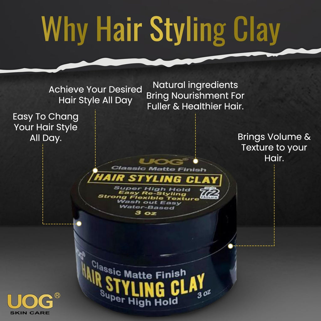 UOG United One Hair Styling Clay – High Hold, Matte Finish, Wash-Out