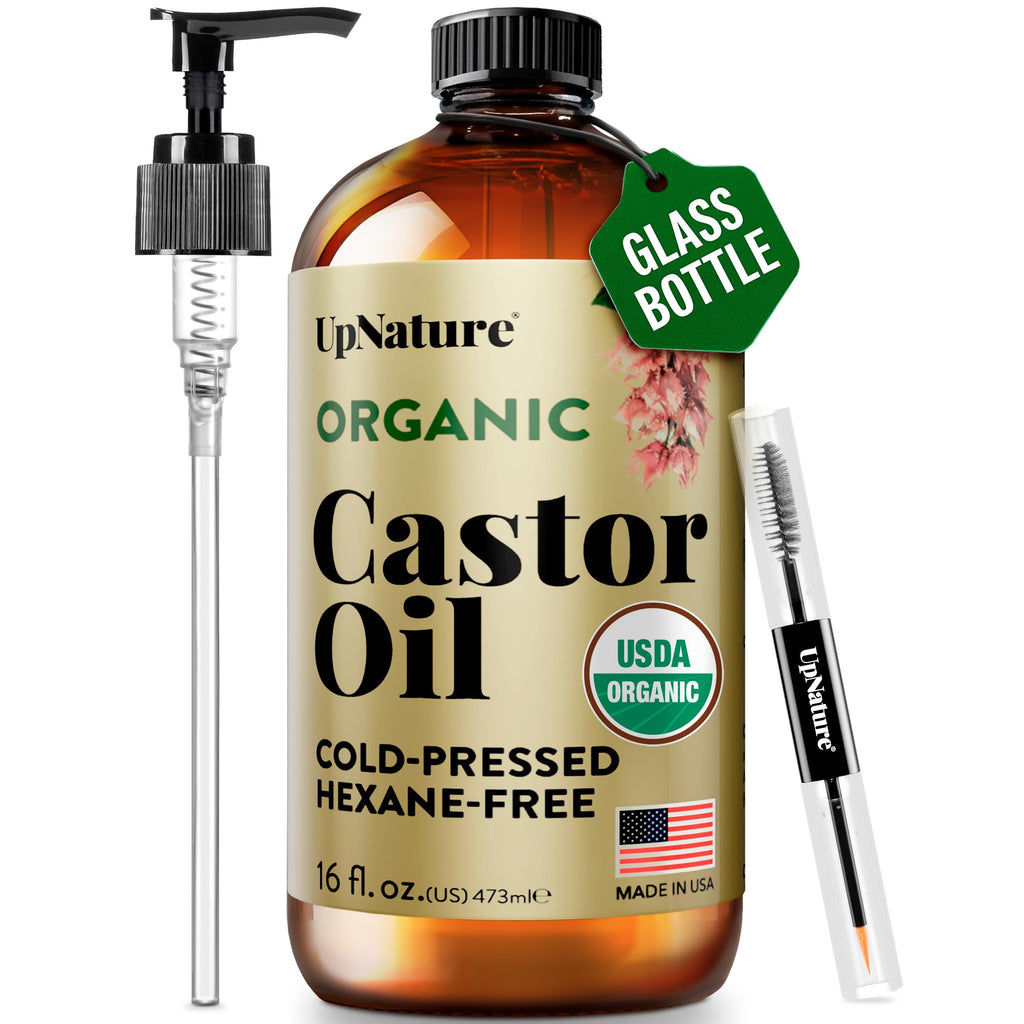 UpNature Castor Oil Organic – 100% Pure Castor Oil for Hair, Skin & Brows | 16 oz