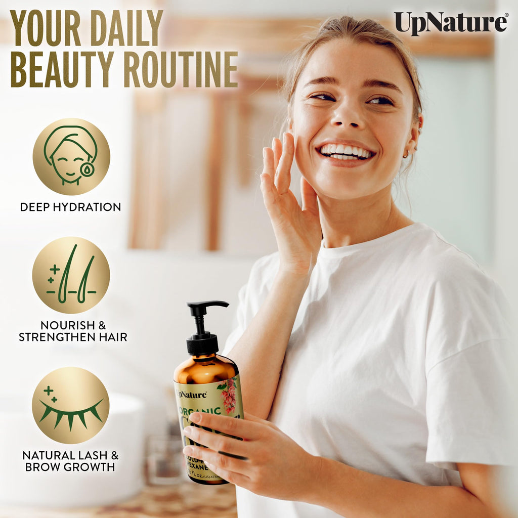 UpNature Castor Oil Organic – 100% Pure Castor Oil for Hair, Skin & Brows | 16 oz
