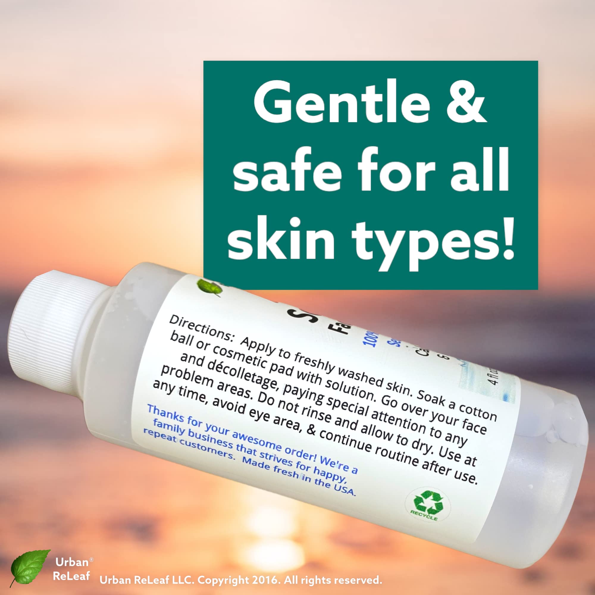 Urban ReLeaf Acne Solution Facial Toner – Sea Salt & Tea Tree | 4 oz Pack of 2