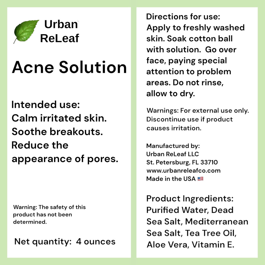 Urban ReLeaf Acne Solution Facial Toner – Sea Salt & Tea Tree | 4 oz Pack of 2