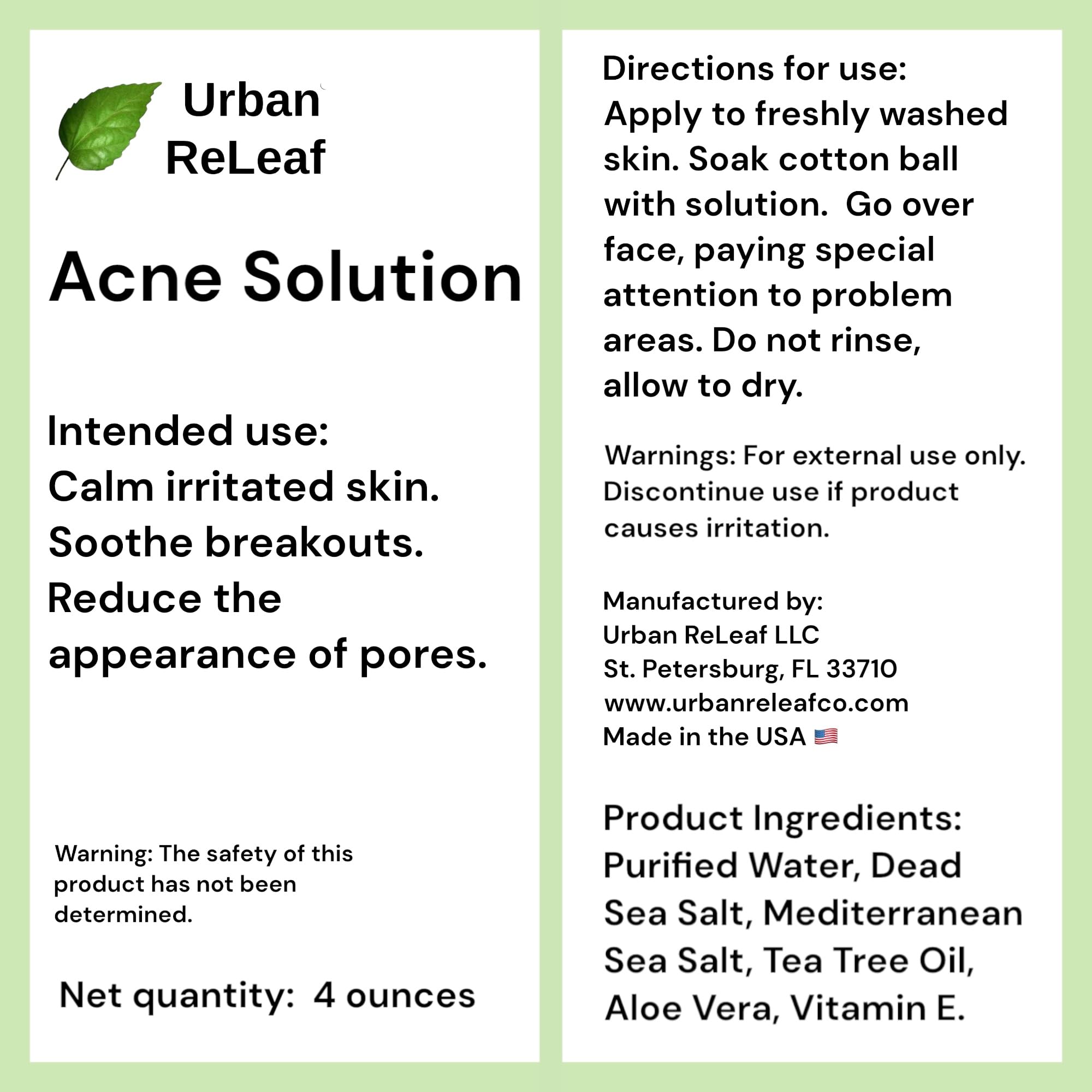 Urban ReLeaf Acne Solution Facial Toner – Sea Salt & Tea Tree | 4 oz Pack of 2