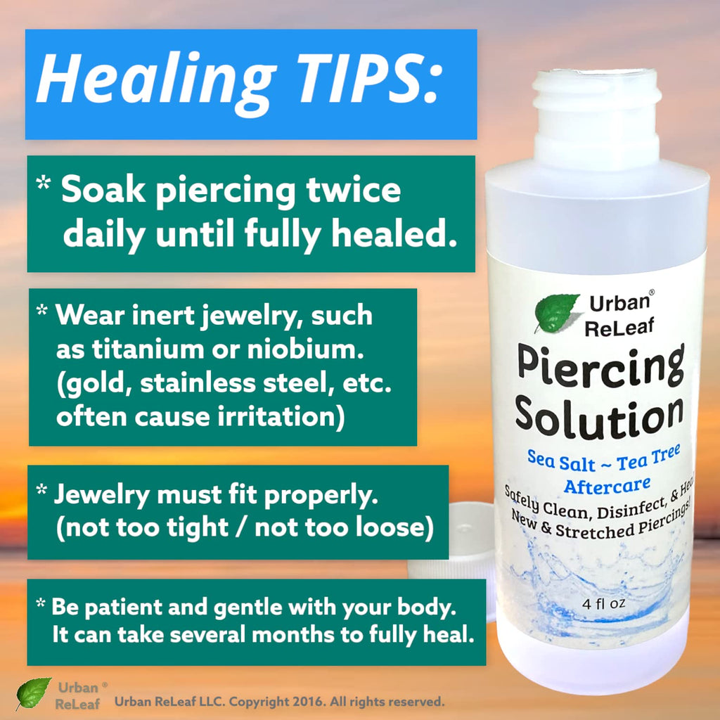 Urban ReLeaf Piercing Solution – Soothing Sea Salts & Tea Tree Aftercare 4 oz