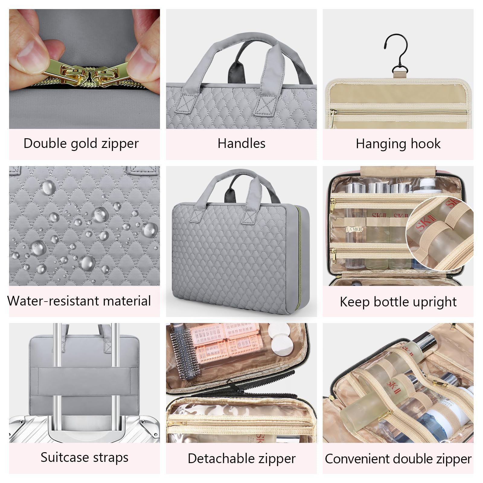 urophylla Detachable Travel Toiletry Bag for Women – Large Hanging Organizer for Travel