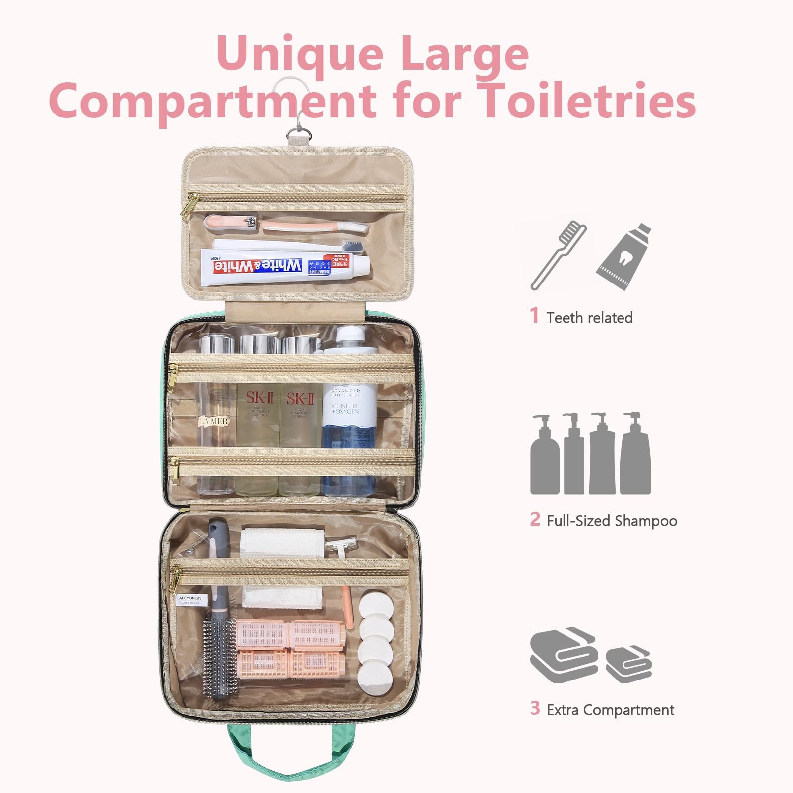 urophylla Detachable Travel Toiletry Bag for Women – Large Hanging Organizer for Travel