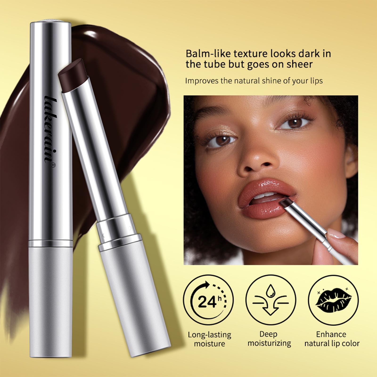 URQT Honey Lipstick Tinted Lip Balm – 2Pcs Black & Pink, Moisturizing Sheer Lip Tint with Natural Shine