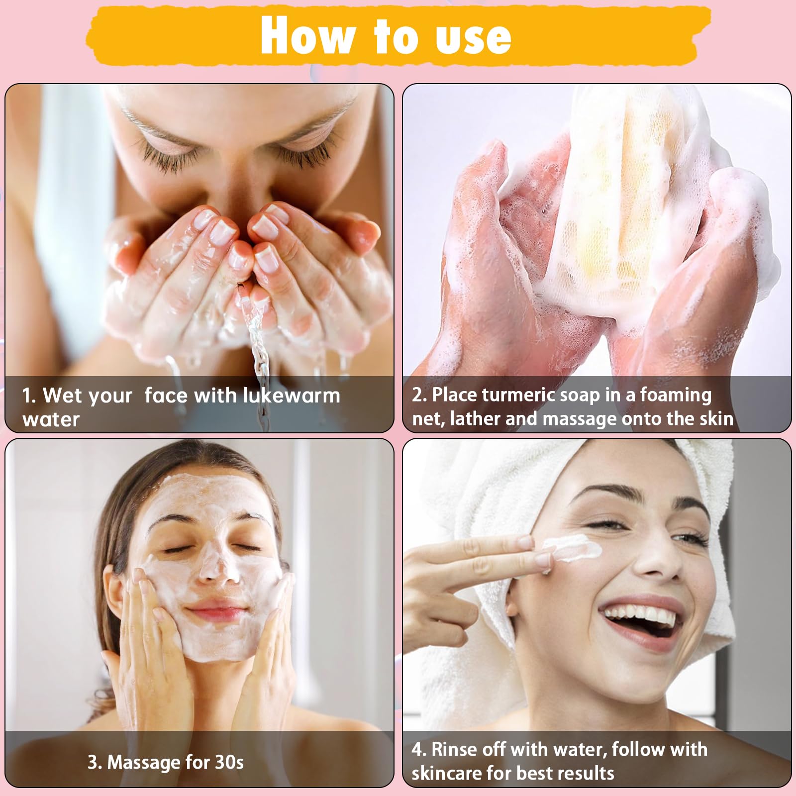 Urrznp Kojic Soap Bar | Lemon Turmeric with Vitamin C for Dry, Sensitive Skin | 3 Bars