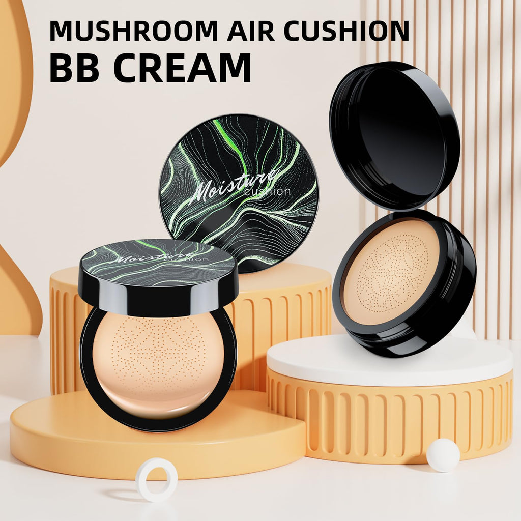 Ursoulney Mushroom Head Air Cushion CC Cream - Tattoo Cover-Up BB Foundation, Moisturizing, Long-Lasting (2 PCS Medium)