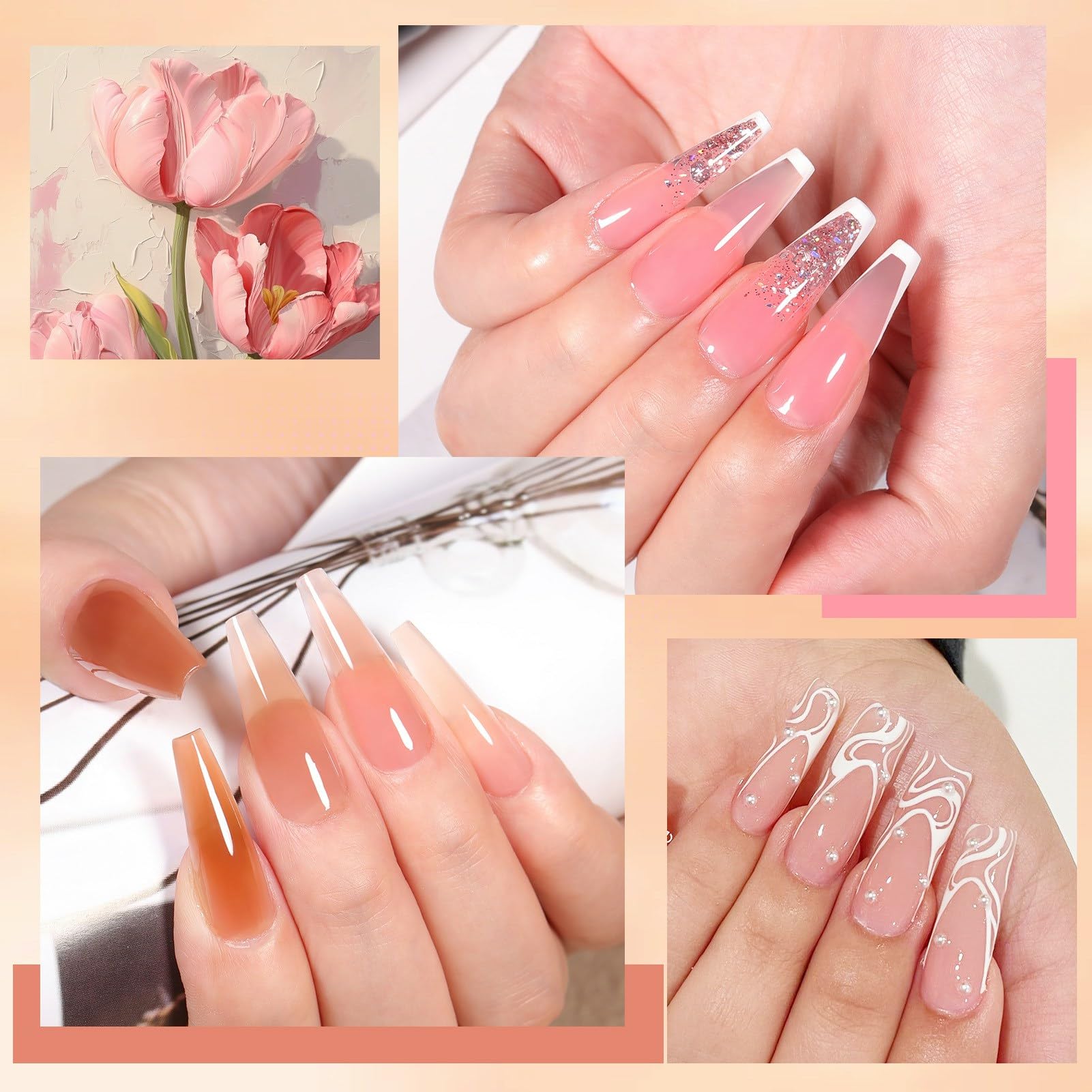 UR SUGAR 20 Colors Gel Extension Nail Set | Jelly Nude Pink Brown Collection