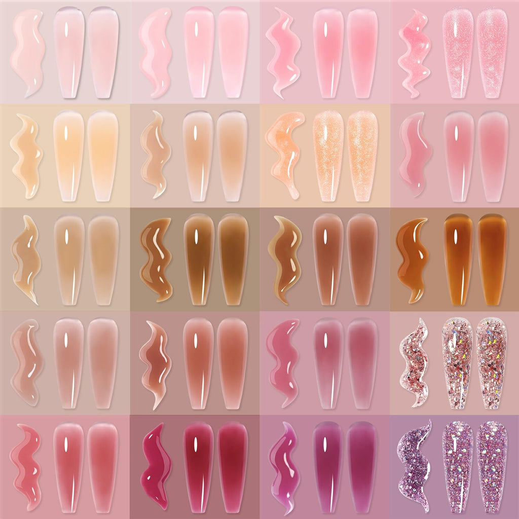 UR SUGAR 20 Colors Gel Extension Nail Set | Jelly Nude Pink Brown Collection