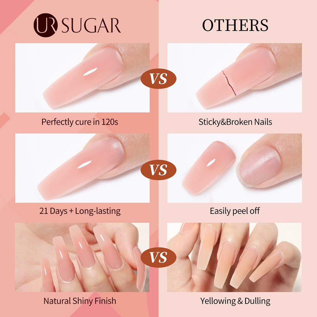 UR SUGAR 20 Colors Gel Extension Nail Set | Jelly Nude Pink Brown Collection