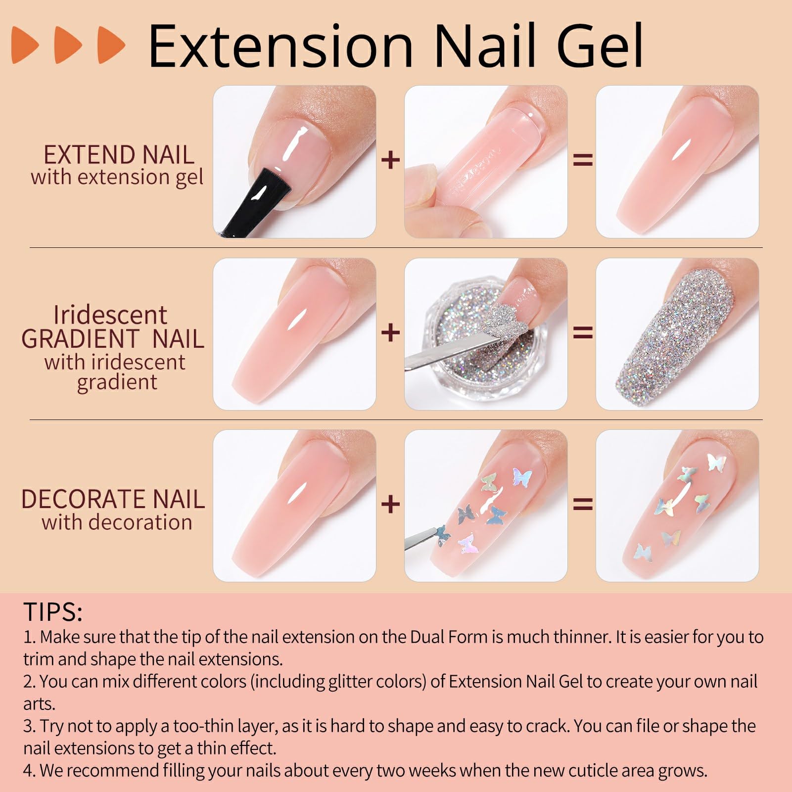 UR SUGAR 20 Colors Gel Extension Nail Set | Jelly Nude Pink Brown Collection
