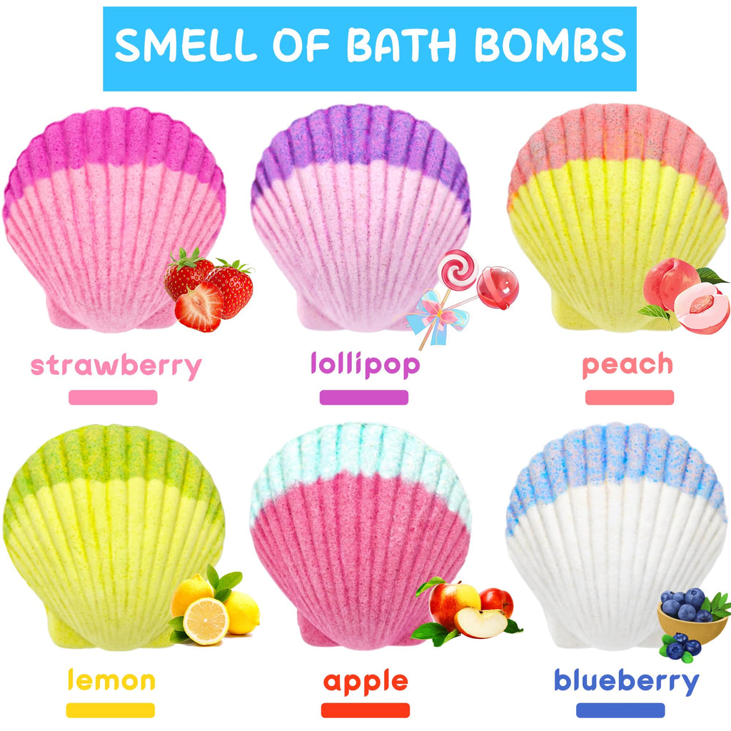 Usand Mermaid Bath Bombs for Kids – 6 Surprises, Natural Fizzy Fun