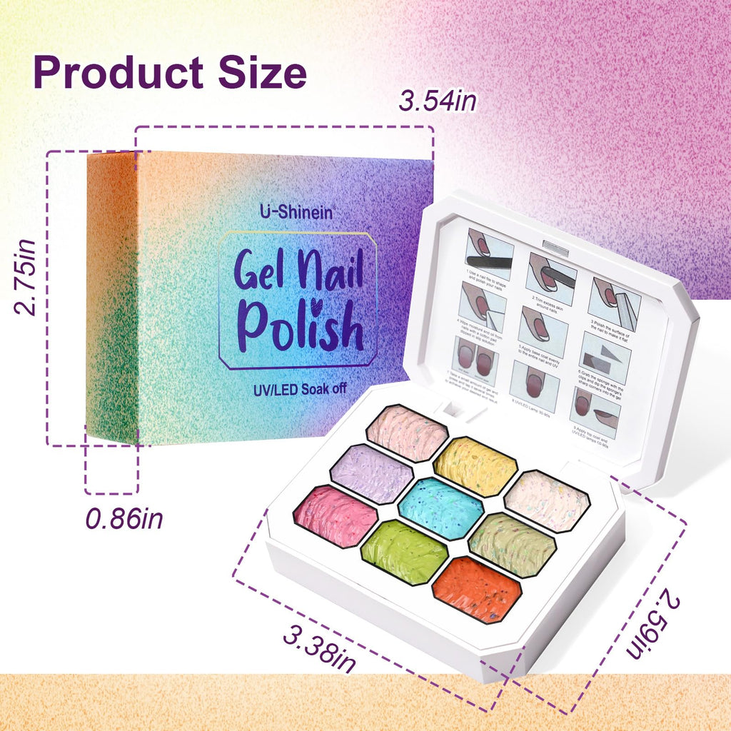 U-Shinein Gradient Painting Gel – 9-Color Ombre Gel Nail Polish Set for 3D Sculpture & French Manicure