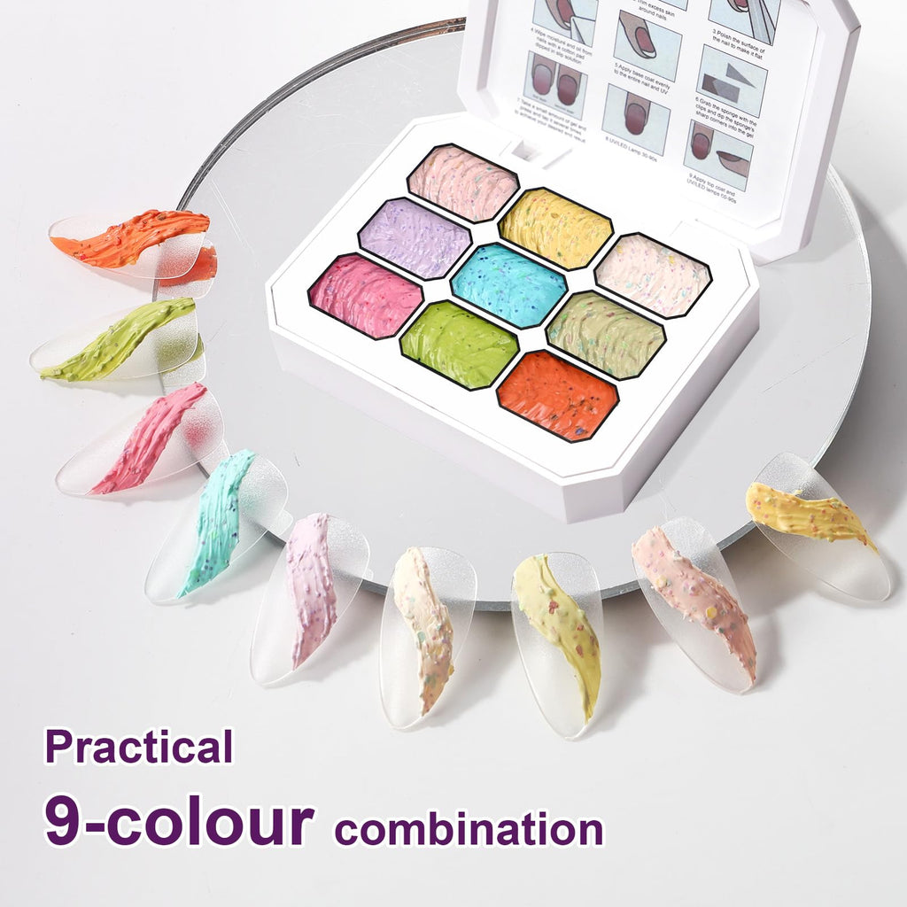 U-Shinein Gradient Painting Gel – 9-Color Ombre Gel Nail Polish Set for 3D Sculpture & French Manicure
