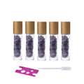 USRommaner 5 Pack 10ml Clear Roll-On Bottles with Amethyst Chakra Stones | Glass Roller Bottle Set
