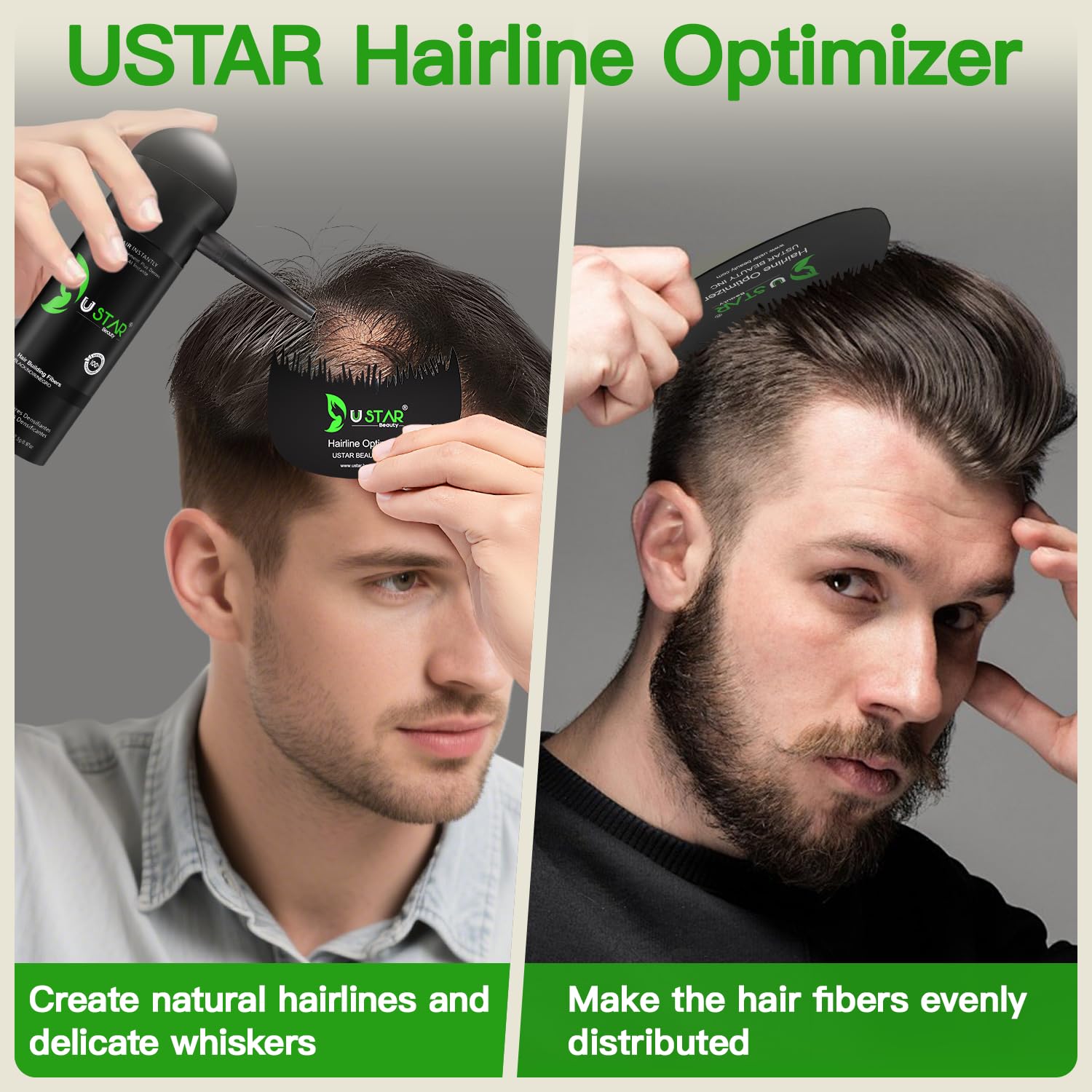 USTAR Hair Building Fibers 77.5g | 5-in-1 Set with Holding Spray (Black) – Instant Fuller Look