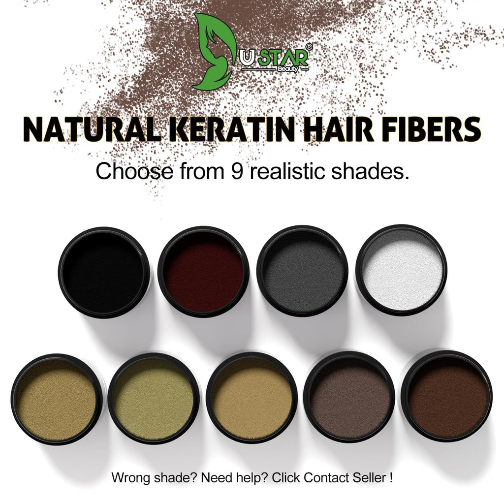 USTAR Hair Fibers 55g - Hair Building Fibers for Thinning Hair - Instantly Fuller Look - For Men & Women - Black