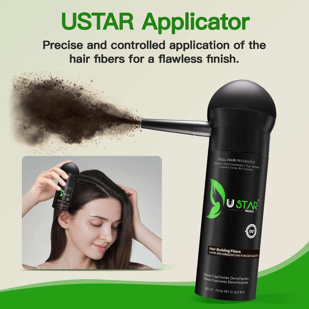 USTAR Hair Fibers 55g – Instant Volume for Thinning Hair (Dark Brown)