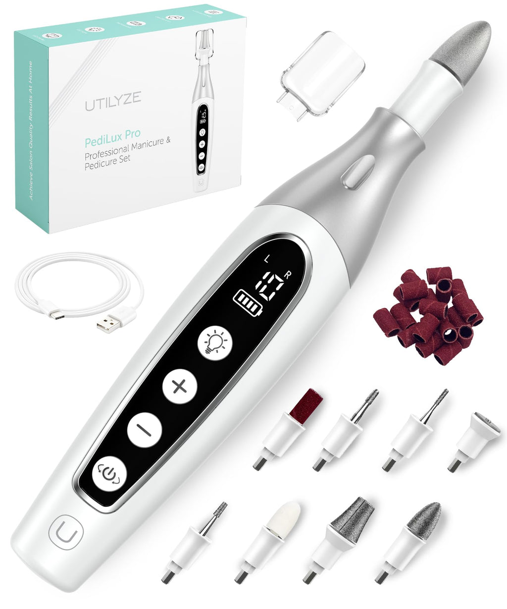 UTILYZE PediLux Pro: Cordless Professional Nail Drill & 32-Piece Manicure Pedicure Kit