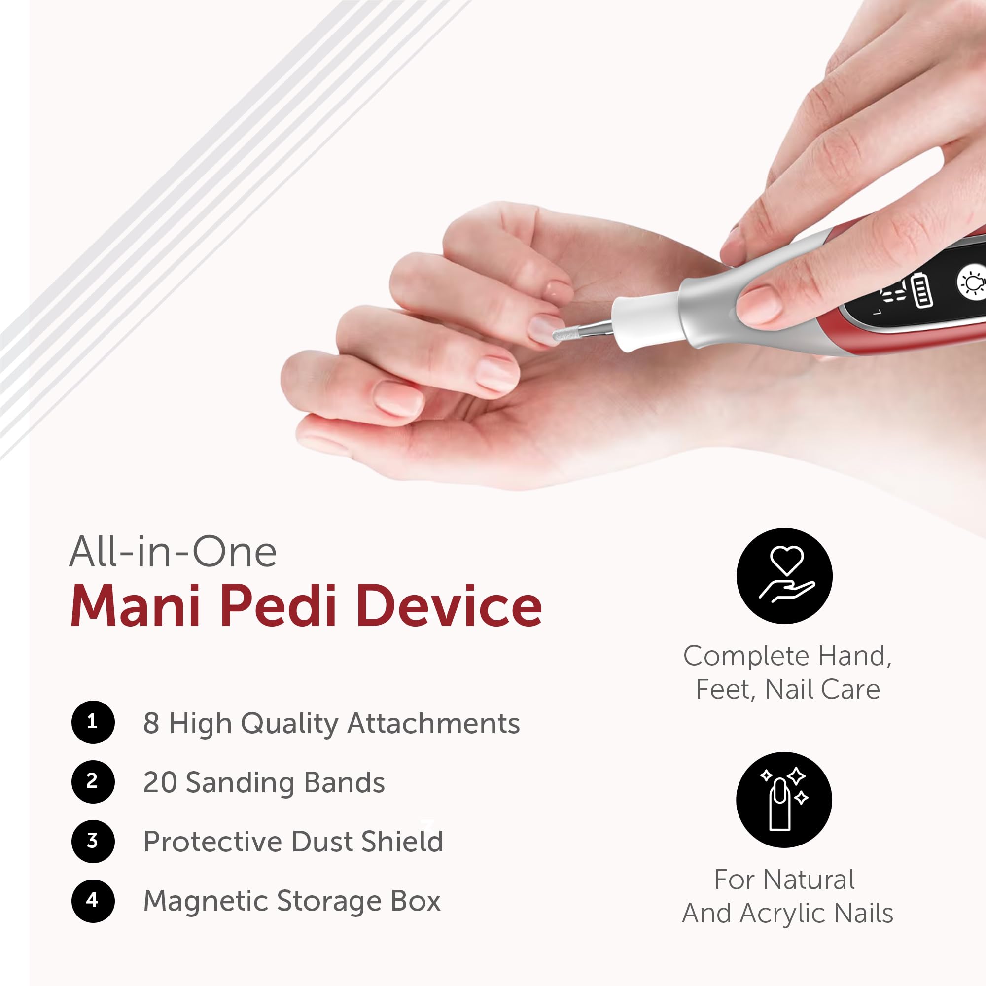 UTILYZE PediLux Pro Cordless Nail Drill Kit — Professional Manicure & Pedicure at Home