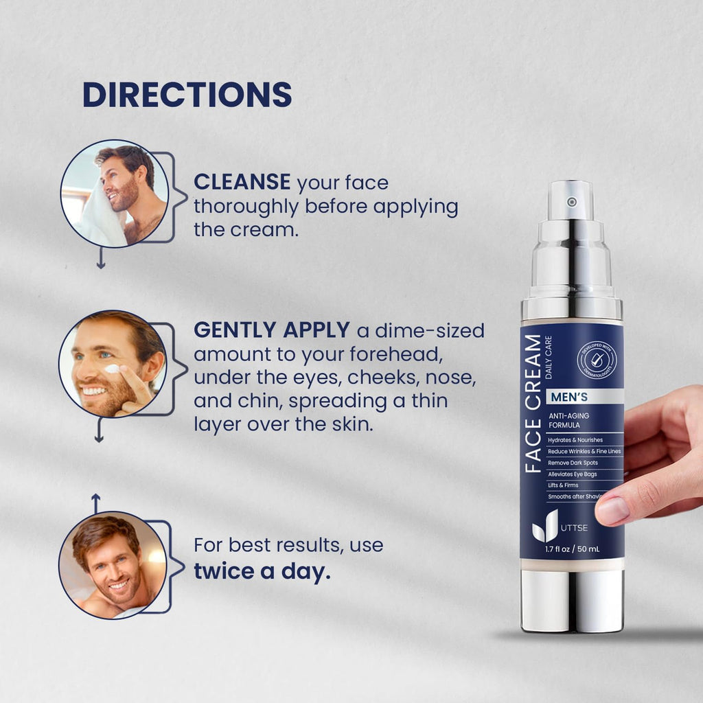 Uttse 6-in-1 Mens Face Moisturizer | Depuff, Brighten, Hydrate – Made in Korea