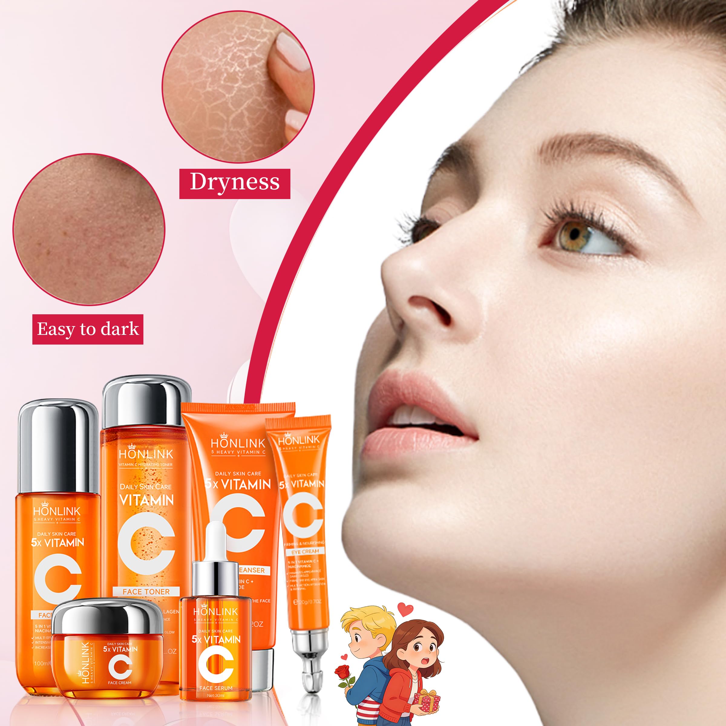 UZTUZT 6-Piece Hydrating Skincare Set | Vitamin C & Niacinamide | Gift for Women