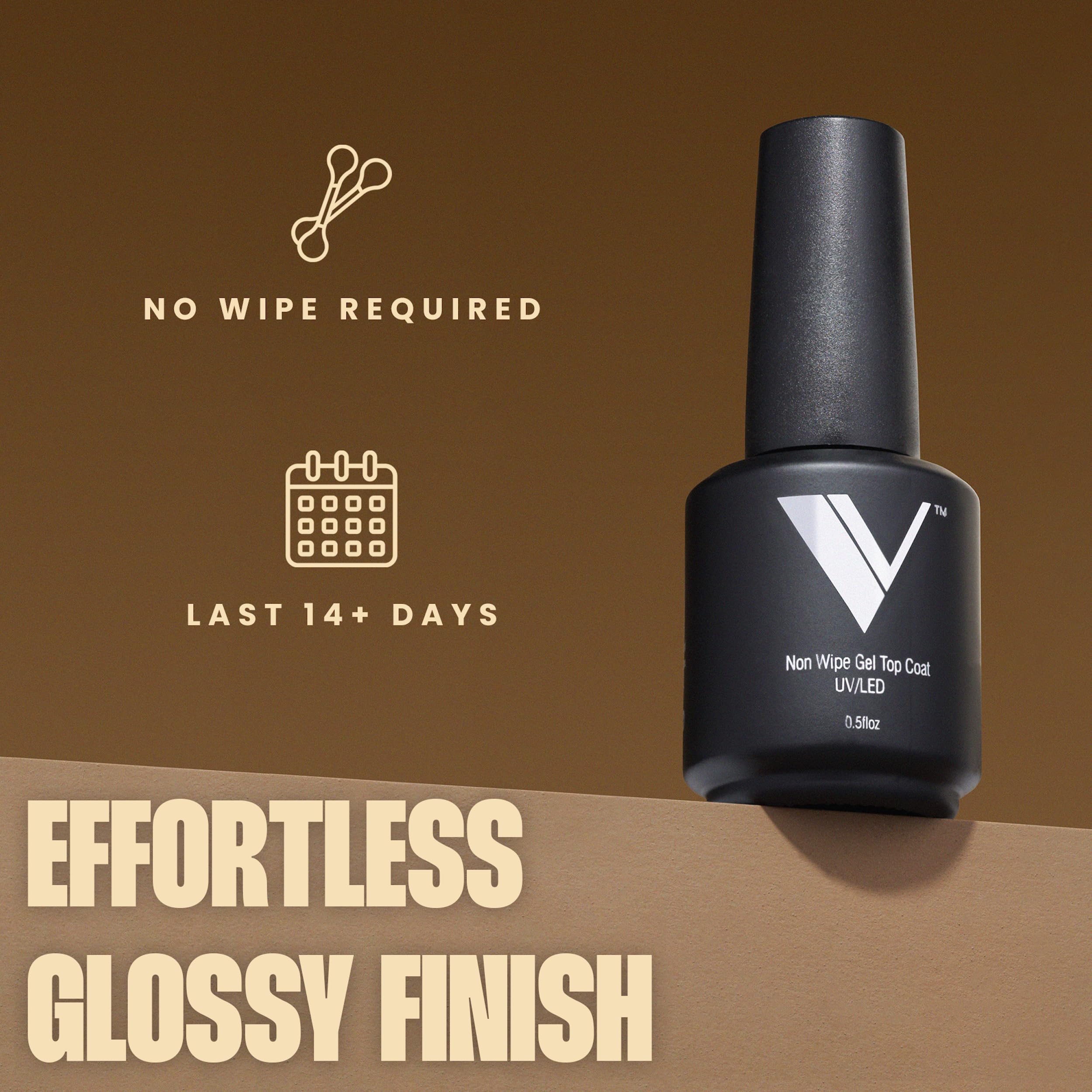 V Beauty Pure No Wipe Gel Top Coat – Long-Lasting, Glossy UV Gel Top Coat (15ml)